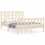 Double bed frame with solid wood headboard by , Beds and slatted bases - Ref: Foro24-3191946, Price: 142,07 €, Discount: %