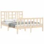 Double bed frame with solid wood headboard by , Beds and slatted bases - Ref: Foro24-3191946, Price: 142,07 €, Discount: %