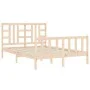 Double bed frame with solid wood headboard by , Beds and slatted bases - Ref: Foro24-3191946, Price: 142,07 €, Discount: %
