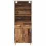 Aparador alto con cajón Madera envejecida 69,5 x 32,5 x 180 cm en Aparadores | Comprar online en Foro24