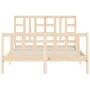 Double bed frame with solid wood headboard by , Beds and slatted bases - Ref: Foro24-3191946, Price: 142,07 €, Discount: %