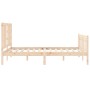 Double bed frame with solid wood headboard by , Beds and slatted bases - Ref: Foro24-3191946, Price: 135,56 €, Discount: %