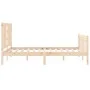 Double bed frame with solid wood headboard by , Beds and slatted bases - Ref: Foro24-3191946, Price: 142,07 €, Discount: %