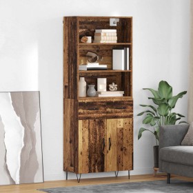 Aparador alto con cajón Madera vieja 69,5 x 34 x 180 cm en Aparadores | Comprar online en Foro24