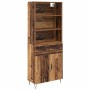 Aparador alto con cajón Madera vieja 69,5 x 34 x 180 cm en Aparadores | Comprar online en Foro24