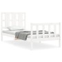 Weißer Massivholzbettrahmen mit Kopfteil 100x200 cm von , Betten und Lattenroste - Ref: Foro24-3192222, Preis: 133,38 €, Raba...