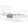White solid wood bed frame with headboard 100x200 cm by , Beds and slatted bases - Ref: Foro24-3192222, Price: 131,32 €, Disc...