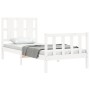 White solid wood bed frame with headboard 100x200 cm by , Beds and slatted bases - Ref: Foro24-3192222, Price: 133,38 €, Disc...