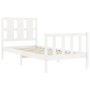 Weißer Massivholzbettrahmen mit Kopfteil 100x200 cm von , Betten und Lattenroste - Ref: Foro24-3192222, Preis: 133,38 €, Raba...