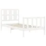White solid wood bed frame with headboard 100x200 cm by , Beds and slatted bases - Ref: Foro24-3192222, Price: 131,32 €, Disc...