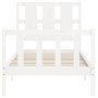 Weißer Massivholzbettrahmen mit Kopfteil 100x200 cm von , Betten und Lattenroste - Ref: Foro24-3192222, Preis: 133,38 €, Raba...