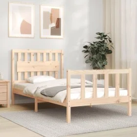 Bed frame with solid wood headboard 100x200 cm by , Beds and slatted bases - Ref: Foro24-3192416, Price: 117,52 €, Discount: %