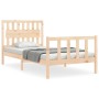 Bed frame with solid wood headboard 100x200 cm by , Beds and slatted bases - Ref: Foro24-3192416, Price: 119,28 €, Discount: %
