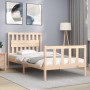 Bed frame with solid wood headboard 100x200 cm by , Beds and slatted bases - Ref: Foro24-3192416, Price: 119,28 €, Discount: %