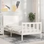 Estructura de cama individual con cabecero madera maciza blanco de , Camas y somieres - Ref: Foro24-3192712, Precio: 130,43 €...