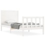 Estructura de cama individual con cabecero madera maciza blanco de , Camas y somieres - Ref: Foro24-3192712, Precio: 132,39 €