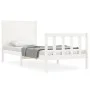 Single bed frame with white solid wood headboard by , Beds and slatted bases - Ref: Foro24-3192712, Price: 134,77 €, Discount: %