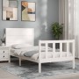 Estructura de cama individual con cabecero madera maciza blanco de , Camas y somieres - Ref: Foro24-3192712, Precio: 132,39 €