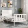 Single bed frame with white solid wood headboard by , Beds and slatted bases - Ref: Foro24-3192712, Price: 134,77 €, Discount: %