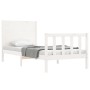 Estructura de cama individual con cabecero madera maciza blanco de , Camas y somieres - Ref: Foro24-3192712, Precio: 132,39 €