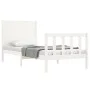 Single bed frame with white solid wood headboard by , Beds and slatted bases - Ref: Foro24-3192712, Price: 134,77 €, Discount: %