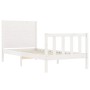 Estructura de cama individual con cabecero madera maciza blanco de , Camas y somieres - Ref: Foro24-3192712, Precio: 132,39 €