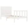 Single bed frame with white solid wood headboard by , Beds and slatted bases - Ref: Foro24-3192712, Price: 134,77 €, Discount: %
