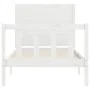 Single bed frame with white solid wood headboard by , Beds and slatted bases - Ref: Foro24-3192712, Price: 134,77 €, Discount: %