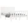 Double bed frame with white solid wood headboard by , Beds and slatted bases - Ref: Foro24-3192727, Price: 198,32 €, Discount: %