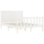 Double bed frame with white solid wood headboard by , Beds and slatted bases - Ref: Foro24-3192727, Price: 198,32 €, Discount: %