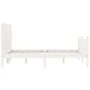 Double bed frame with white solid wood headboard by , Beds and slatted bases - Ref: Foro24-3192727, Price: 198,32 €, Discount: %