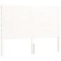 Double bed frame with white solid wood headboard by , Beds and slatted bases - Ref: Foro24-3192727, Price: 198,32 €, Discount: %