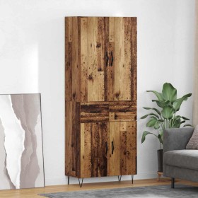 Aparador alto 2 pcs Madera vieja Madera tecnológica y vidrio en Aparadores | Comprar online en Foro24