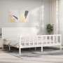 Doppelbettgestell mit weißem Massivholz-Kopfteil von , Betten und Lattenroste - Ref: Foro24-3192767, Preis: 225,57 €, Rabatt: %