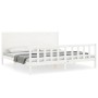 Double bed frame with white solid wood headboard by , Beds and slatted bases - Ref: Foro24-3192767, Price: 225,57 €, Discount: %