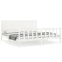 Estructura cama de matrimonio con cabecero madera maciza blanco de , Camas y somieres - Ref: Foro24-3192767, Precio: 222,13 €...