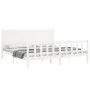 Estructura cama de matrimonio con cabecero madera maciza blanco de , Camas y somieres - Ref: Foro24-3192767, Precio: 222,13 €...