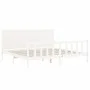 Estructura cama de matrimonio con cabecero madera maciza blanco de , Camas y somieres - Ref: Foro24-3192767, Precio: 222,13 €...