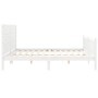 Double bed frame with white solid wood headboard by , Beds and slatted bases - Ref: Foro24-3192767, Price: 225,57 €, Discount: %