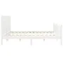 Estructura cama de matrimonio con cabecero madera maciza blanco de , Camas y somieres - Ref: Foro24-3192767, Precio: 222,13 €...