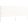 Double bed frame with white solid wood headboard by , Beds and slatted bases - Ref: Foro24-3192767, Price: 225,57 €, Discount: %