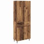 Aparador alto con cajón Madera envejecida 69,5 x 34 x 180 cm en Aparadores | Comprar online en Foro24