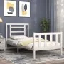 Single bed frame with white solid wood headboard by , Beds and slatted bases - Ref: Foro24-3192842, Price: 107,40 €, Discount: %