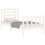 Single bed frame with white solid wood headboard by , Beds and slatted bases - Ref: Foro24-3192842, Price: 107,40 €, Discount: %