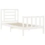 Single bed frame with white solid wood headboard by , Beds and slatted bases - Ref: Foro24-3192842, Price: 107,40 €, Discount: %