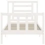 Single bed frame with white solid wood headboard by , Beds and slatted bases - Ref: Foro24-3192842, Price: 107,40 €, Discount: %