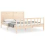 Estructura de cama de matrimonio con cabecero madera maciza de , Camas y somieres - Ref: Foro24-3193211, Precio: 186,61 €, De...