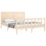 Estructura de cama de matrimonio con cabecero madera maciza de , Camas y somieres - Ref: Foro24-3193211, Precio: 186,61 €, De...
