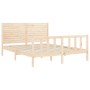 Double bed frame with solid wood headboard by , Beds and slatted bases - Ref: Foro24-3193211, Price: 189,62 €, Discount: %
