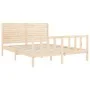 Estructura de cama de matrimonio con cabecero madera maciza de , Camas y somieres - Ref: Foro24-3193211, Precio: 186,61 €, De...